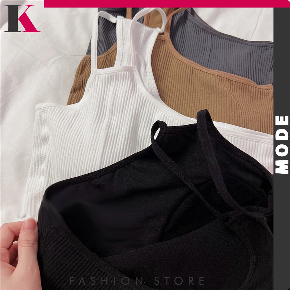Bra Tank Top Knit Silang Pakaian Dalam Wanita / Tank Top Wanita Tali Samping / Crop Top Street