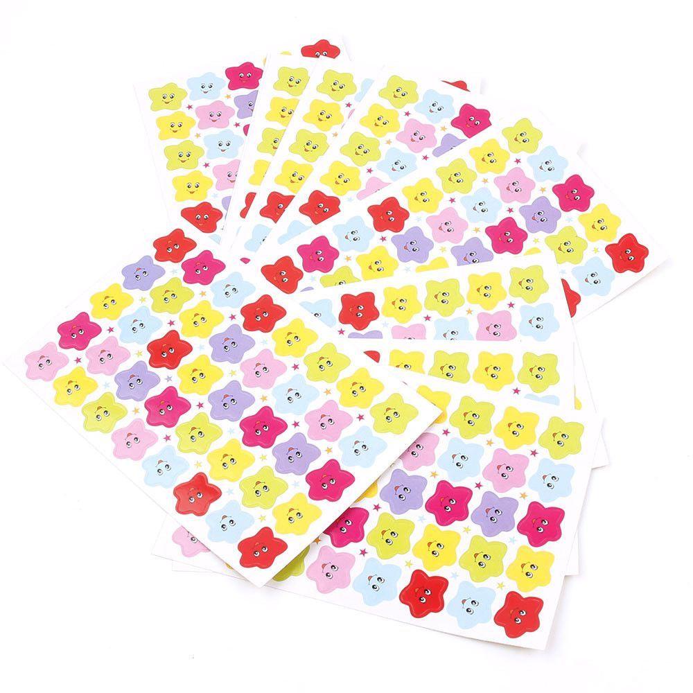 Lanfy 10pcs Smile Stars Stiker Kreatif Label Hadiah Guru Perlengkapan Sekolah DIY Scrapbook Stiker