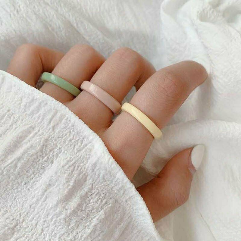 2020 Cincin Resin Akrilik Transparan Warna-Warni Untuk Wanita