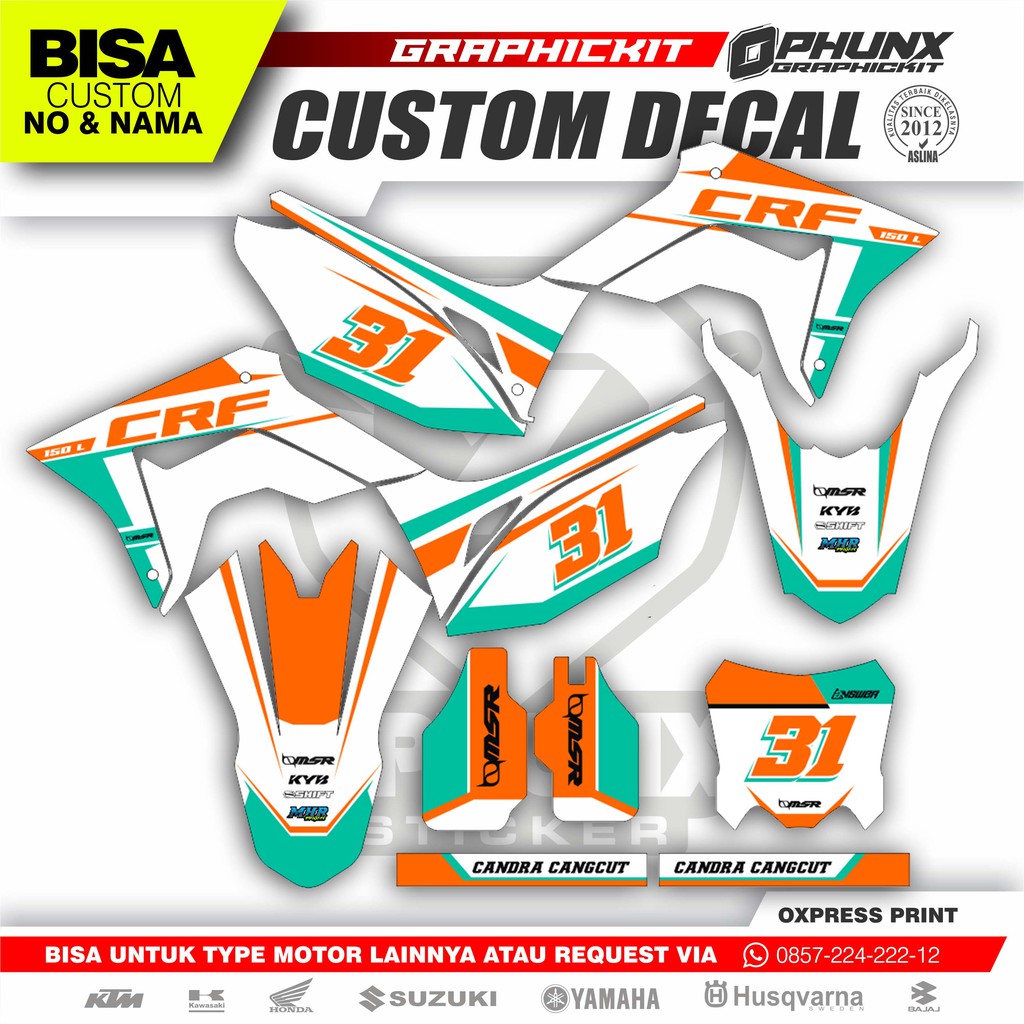 DECAL STIKER CRF 150 L CUSTOM FULL BODY DEKAL STICKER STRIPING CRF LAPAK OPHUNX GRAPHICKIT 31