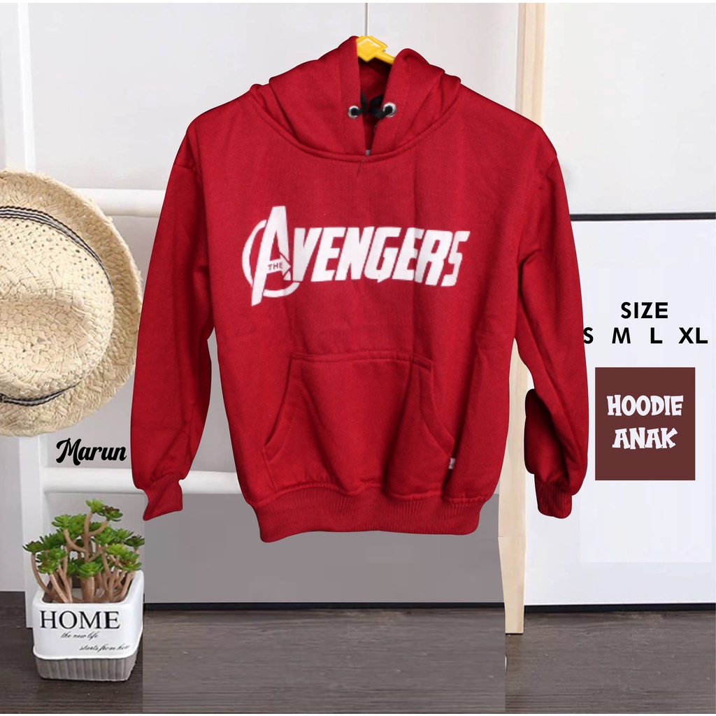 JAKET ANAK KEKINIAN SWEATER HOODIE SABLON AVENGERS TERBARU BAHAN FLEECE USIA 2TAHUN SAMPAI 12TAHUN LAKI LAKI PEREMPUAN