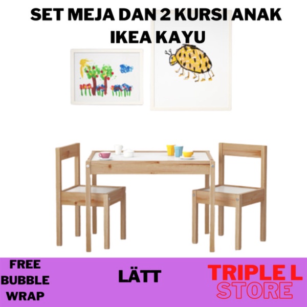 Promo Set Meja Kursi Bangku Anak Belajar Bermain Dengan 2 Kursi Bahan Kayu Limited