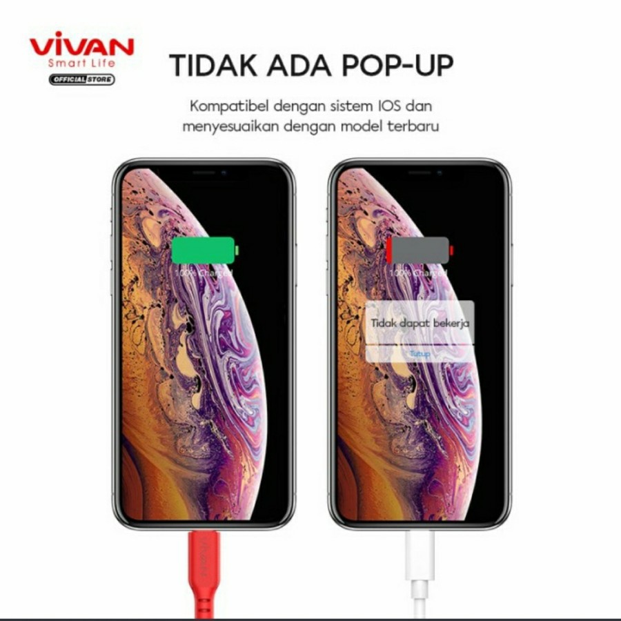 KABEL DATA LIGHTNING 2.4A VIVAN VSL100 SILICONE FULL SR COVERAGE - BC