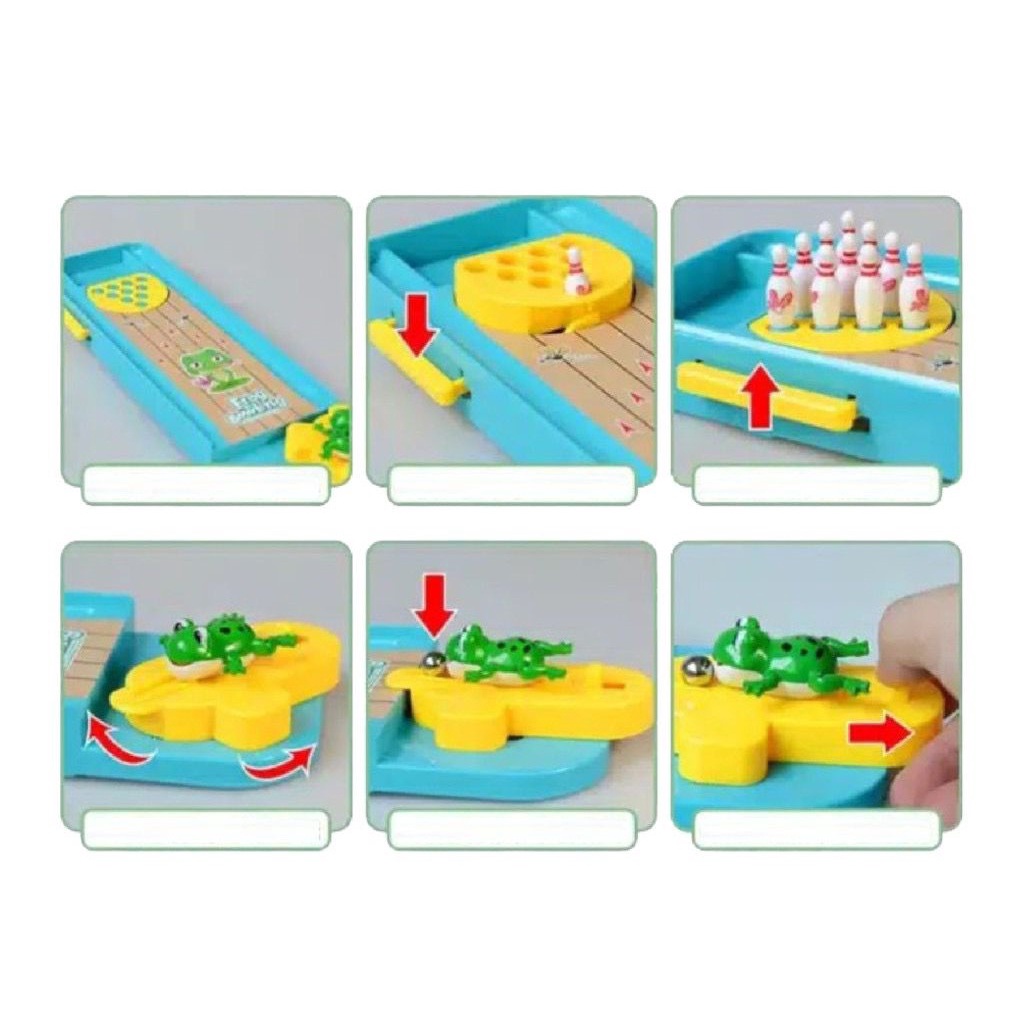 Mainan Anak FROG BOWLING Board Game Bowling Katak Mainan Bowling Mini