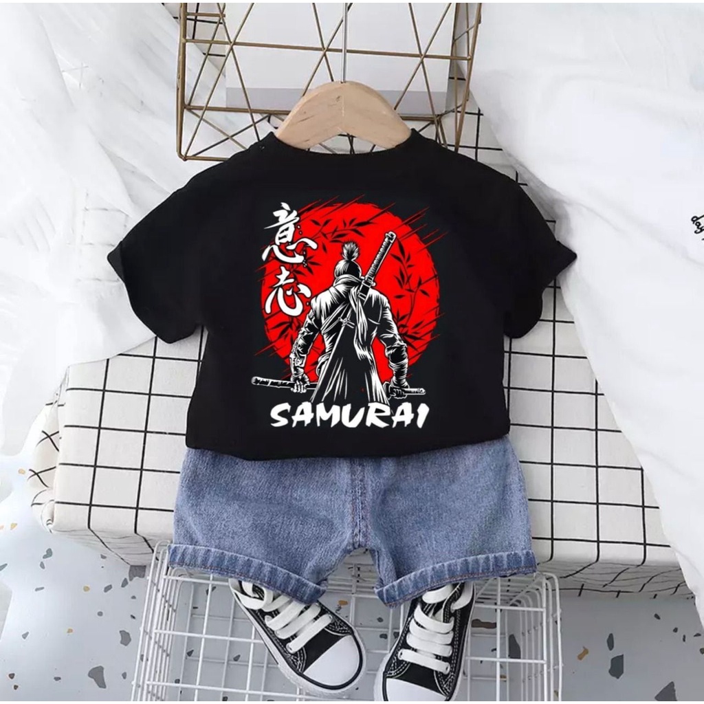 PROMO / FASHION ANAK MOTIF SAMURAI DENIM / SETELAN BAJU ANAK LAKILAKI DAN PEREMPUAN / BAJU ANAK TERBARU BAHAN BAJU KATUN CELANA COMBED / ADEM DAN NYAMAN DI PAKAI SI BUAH HATI / UNTUK USIA ANAK 6-10BLN 1-5THN TRENDY SAAT INI TERPOPULER DAN KEREN