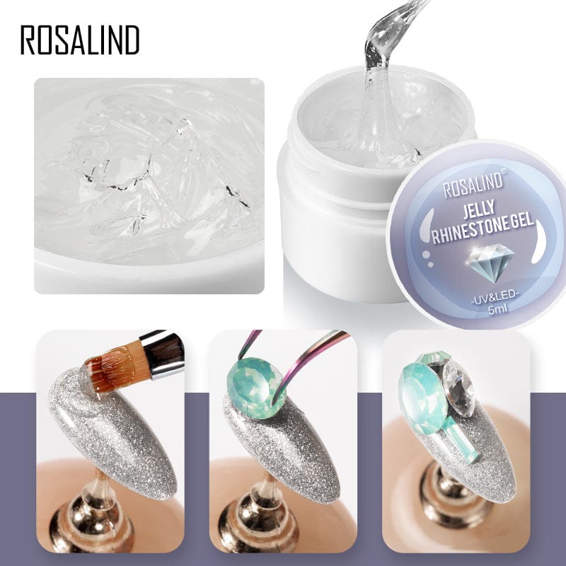 Rosalind Jelly Rhinestone 5ml No Wipe Nail Gel Rhinestone/Lem Aksesoris kuku/Lem Rhinestone/Lem Manik-manik kuku