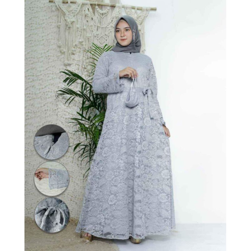 REAL PICT GAMIS BRUKAT /PRODUK ORIGINAL/GAMIS PESTA/DRESS KONDANGAN/BY ASSIFA