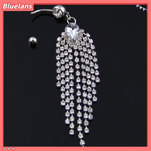Anting Tindik Pusar Model Rumbai Aksen Berlian Imitasi