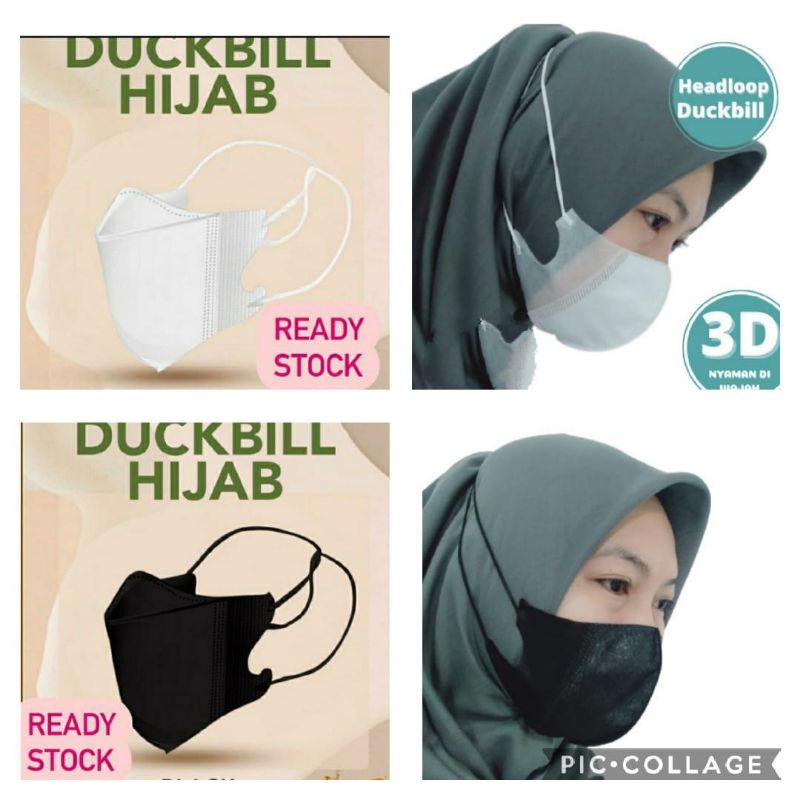 Masker Duckbill HIJAB Medis 3 Ply isi 50 Pcs Duckbill 3D MASK Original Masker Hijab/Headloop