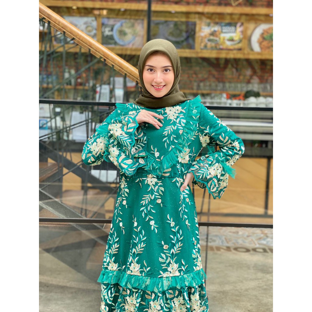 PROMO GAMIS PESTA CETAR / LONG GAMIS TULLE BORDIR / GAMIS PESTA