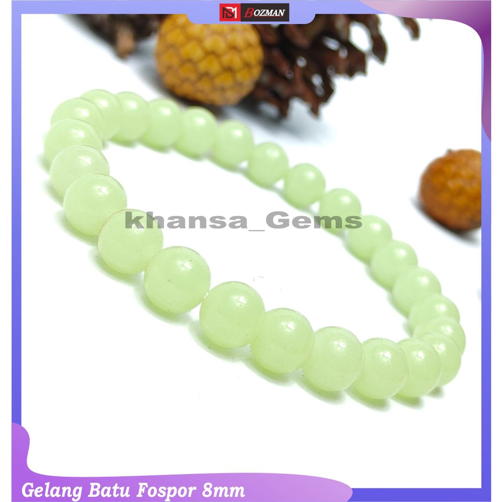 Gelang Batu Natural Fosfor Mewah Glow In The Dark