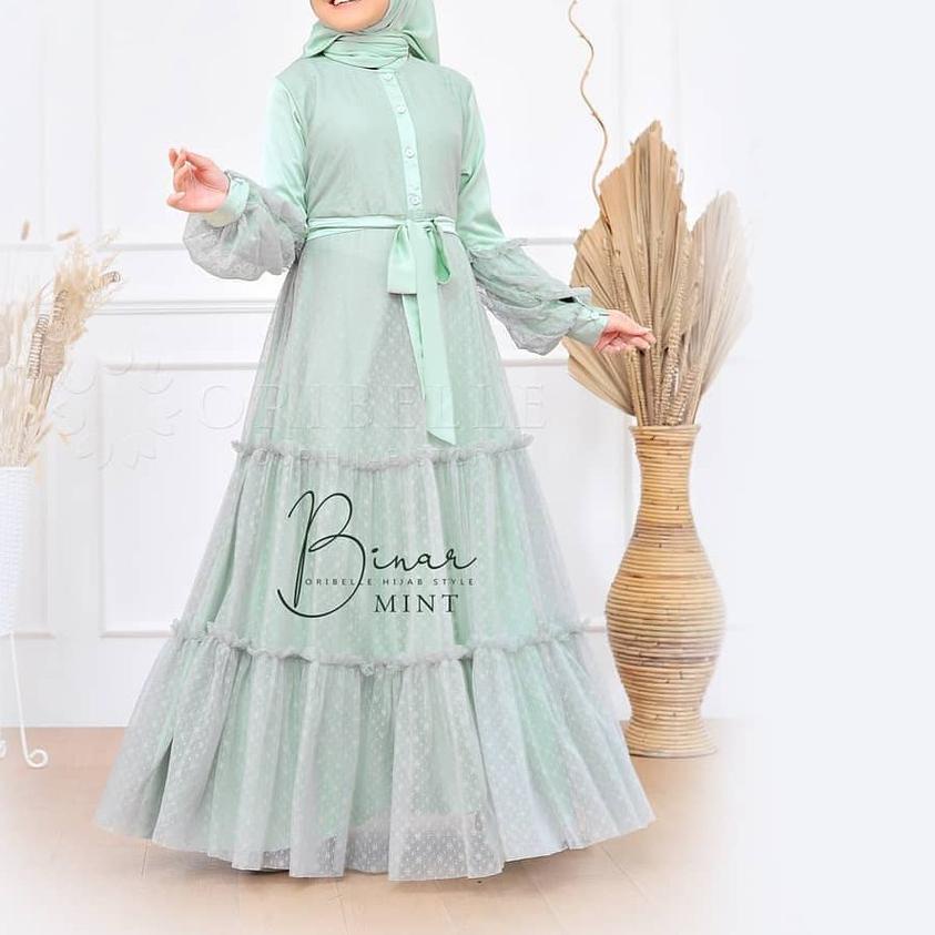 ➸ [ ] Binar Syar'i Kids 10-12th / Gamis Anak Perempuan Tanggung / Kekinian / Terbaru Muslim / Dress 