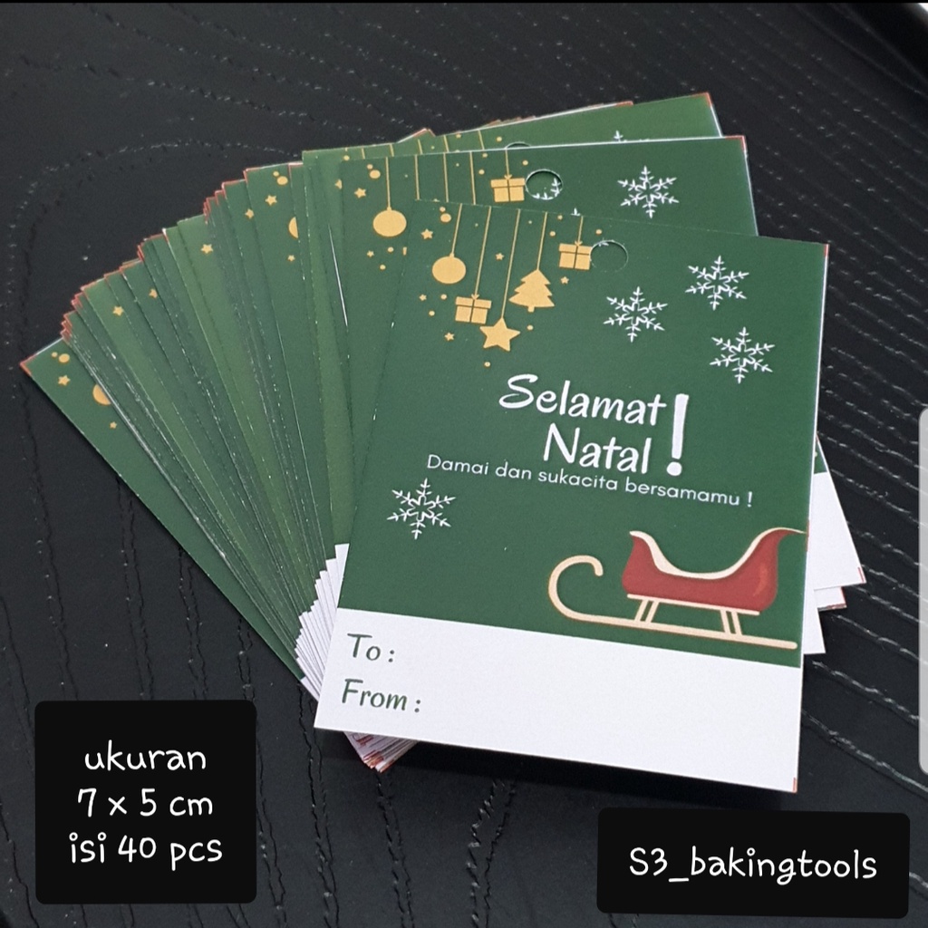 

Hang tag hampers card natal christmas dark green isi 40 pcs