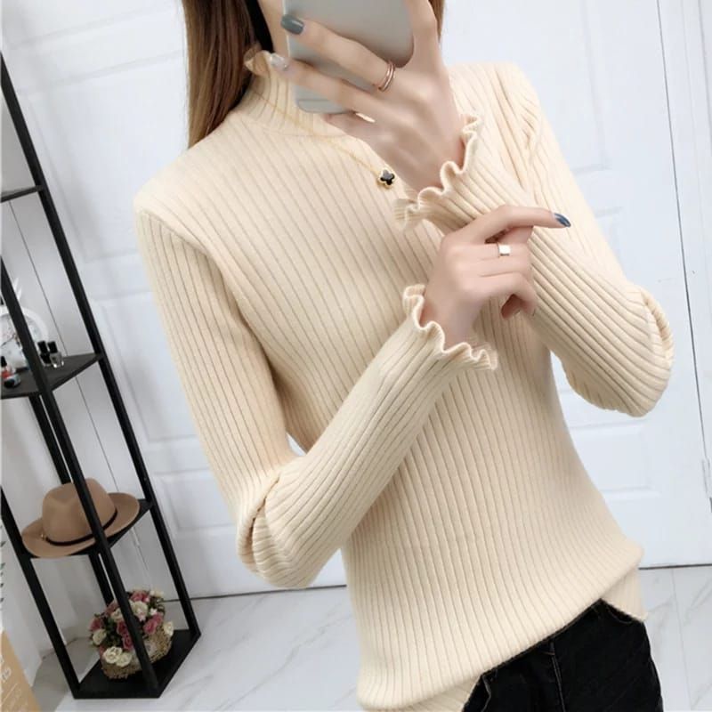 SWEATER TURTLENECK KRIWIL RAJUT / KERAH TINGGI RAJUT / ATASAN TURTLENECK RAJUT / PAKAIAN WANITA RAJUT