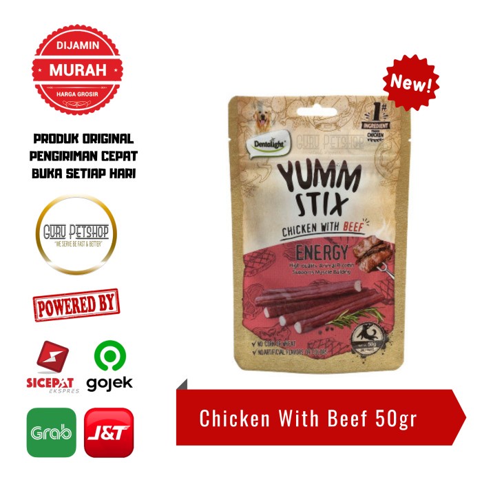 Dentalight Yumm Stix Chicken 50gr / Snack Camilan Anjing Dog Treats