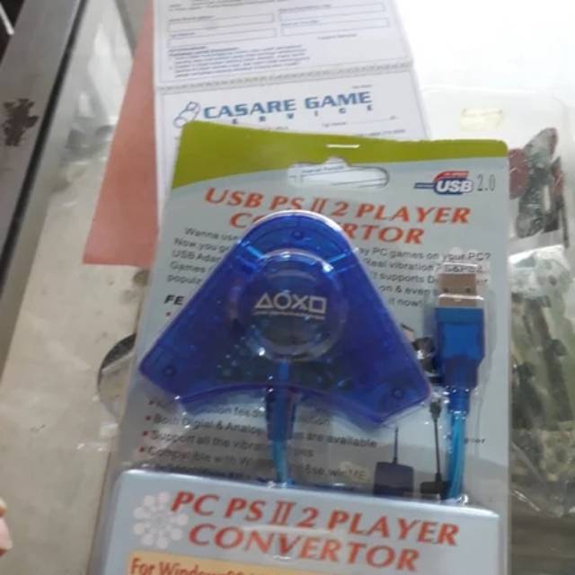 Konverter converter stik ps2 to ps3 biru double slot stik