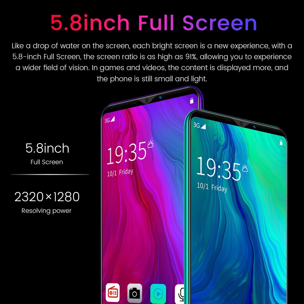 hp murah COD Pengiriman Lokal Pengiriman Cepat  Rino3 5.0 inch / Rino3 Pro 5.8 inch Android 9.0 6GB + 128G handphone murah kredit gift set+casing hp+headset  hp cicilan murah hp murah cuci gudang hp android murah  hp ram 2 gb murah hp oppo murah Black kad-6