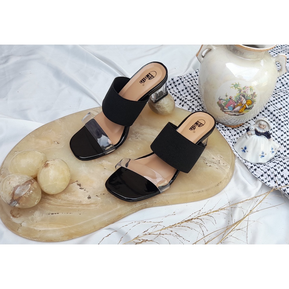 Heels Kaca Wanita Mika Jelly Tali Karet / Hak Kaca 5 cm AM-06