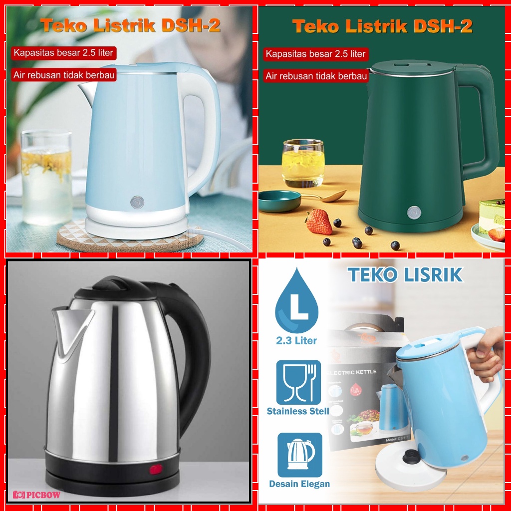 COD Teko Listrik JUMBO 2L Kettle Electric 1500W Pemanas Air Kopi Teh Teko ​Travelling Teko Listrik Termos Pemanas Air Pembuat Kopi Teh Susu DLL 2.5L Electric Kettle