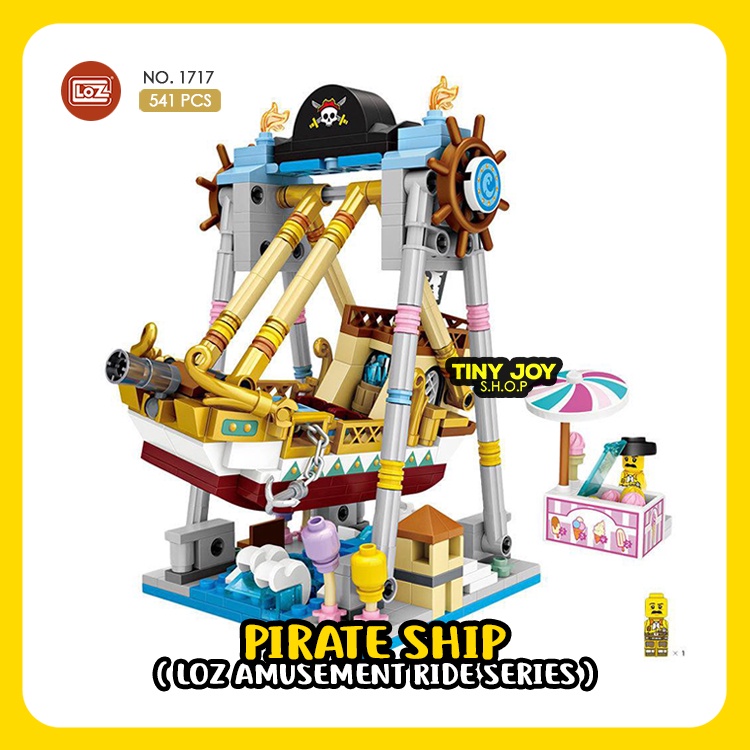 LOZ Moc Mini ( PIRATE SHIP ) 1717 Kapal Kora Kora Amusement Ride SERIES Building Bricks Block STREET