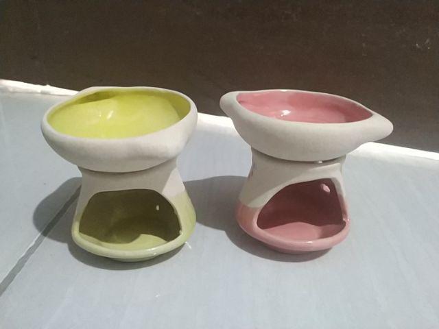 Paket 2 Tungku Aromaterapi Bentuk Sedang Mangkuk Keramik Full Glasir