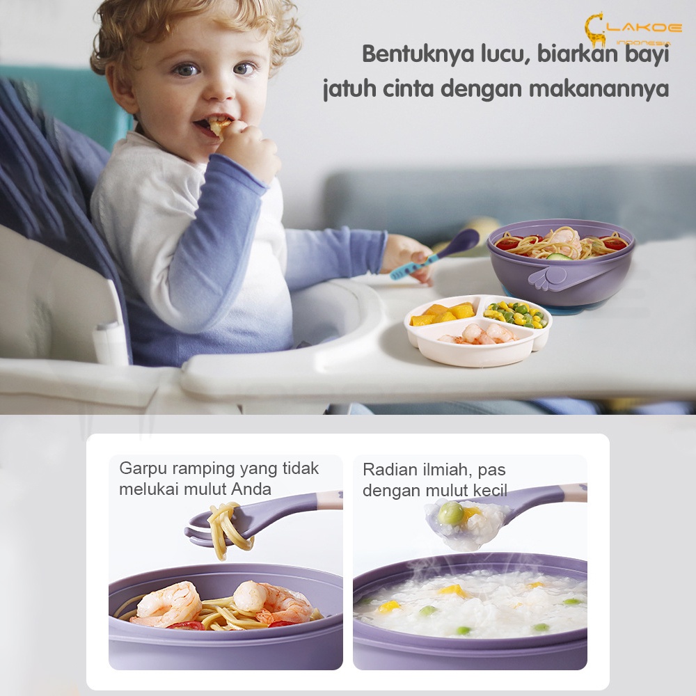 LAKOE Mangkok makan bayi mangkuk anak bayi set alat makan bayi anti tumpah