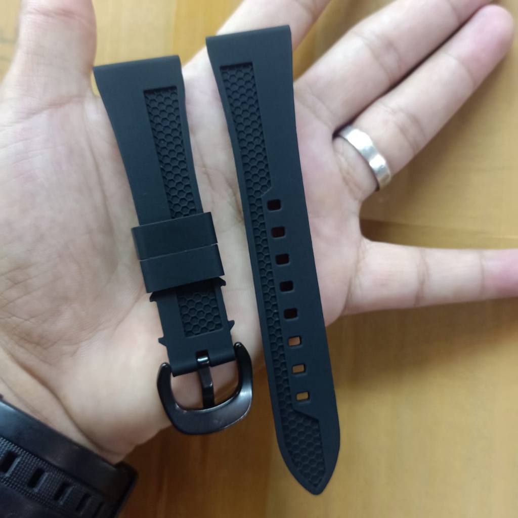 Tali Jam Karet Silikon  Polos Ujung Lancip, Strap Jam Rubber Silikon Polos Pria/Wanita Buckle Bengkok