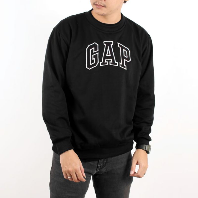 CREWNECK GAP CREAM BORDIER SWEATSHIRT UNISEX CEWEK COWOK TERLARIS