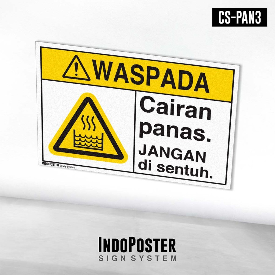 

Stiker Safety Sign Rambu K3 ANSI Waspada Cairan Panas Jangan Disentuh