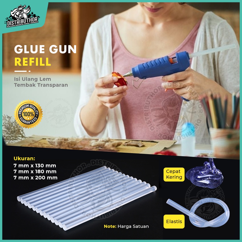 

isi lem tembak putih trasparan glue gun stick 7mm stik refil isi ulang lem lilin bakar perekat kecil