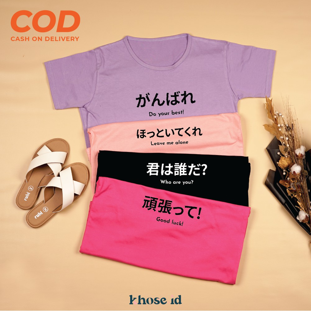 Khose.id | Kaos Wanita Katun &quot;JAPANESE WORD&quot; FREE SIZE PRINT DIGITAL / BAJU T-SHIRT MURAH KEKINIAN