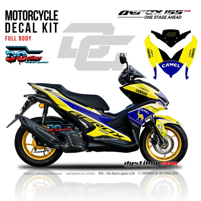 Decal Striping Aerox Kuning Camel DG Stiker