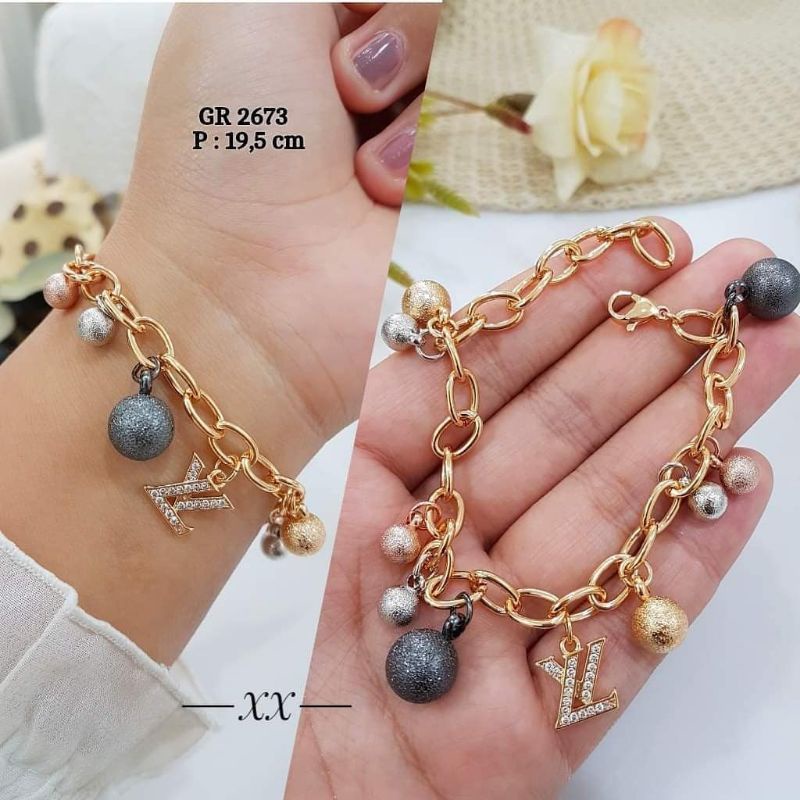 Gelang Tangan Titanium Anti Karat Bola Boba Gelang Wanita Terlaris