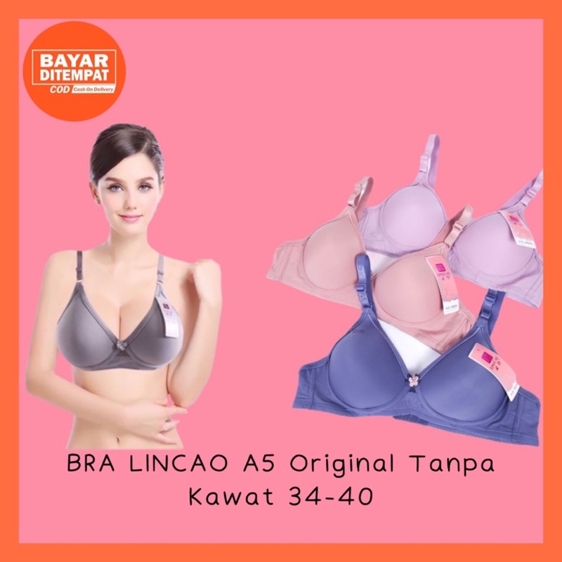 Bra BH Beha Kutang Wanita Perempuan Lincao A5 Original Tanpa Kawat Kualitas Import Ukuran 40