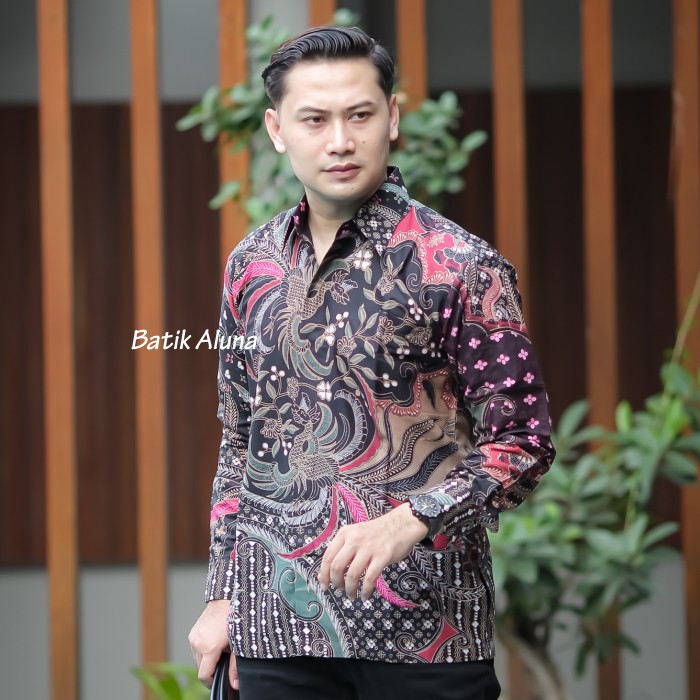 Kemeja Batik Atasan Pria Lengan Panjang Slim Fit Solo Premium  Prabuseno Katun BATIK ALUNA PL 002