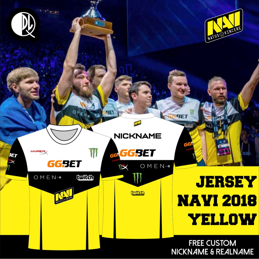 JERSEY KAOS BAJU GAMING NAVI CS-GO, DOTA 2 2018 YELLOW VERSION