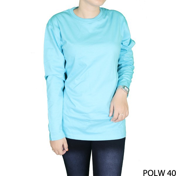 Kaos Lengan Panjang Basic Wanita Cotton Combed S20 Turkis Muda – POLW 40