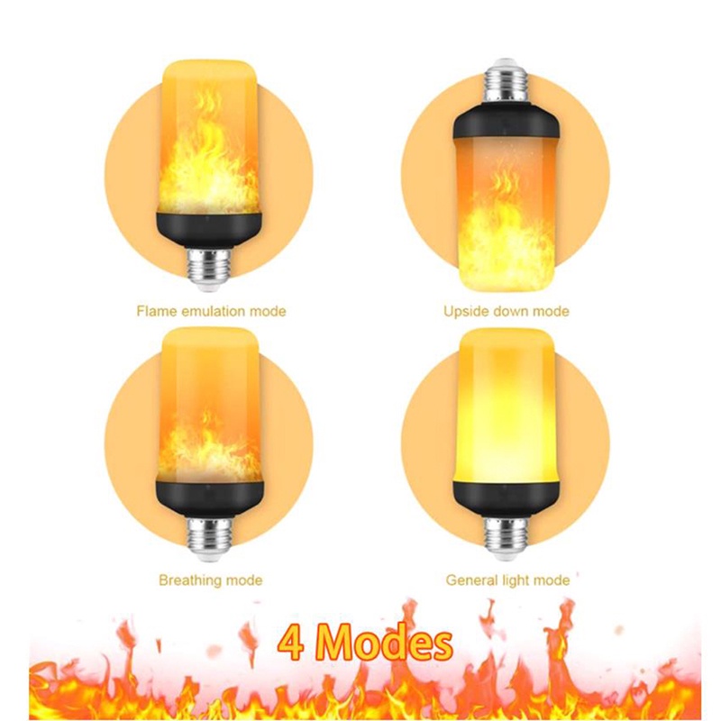 {LUCKID}1/2Pack LED Flame Effect Fire Light Bulbs 4 Modes Flickering Effect Lighting