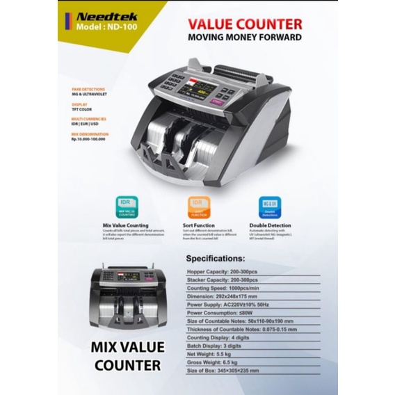 NEEDTEK ND100 / Money Counter Detector / Mesin Hitung Uang ND 100 ORIGINAL