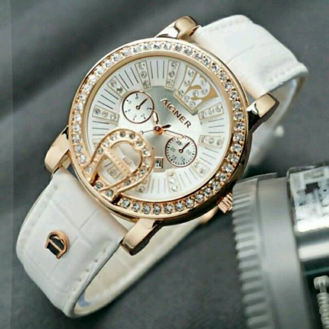 Jam Tangan Wanita Elegant Exclusive AIGNER Italy Premium Watch White
