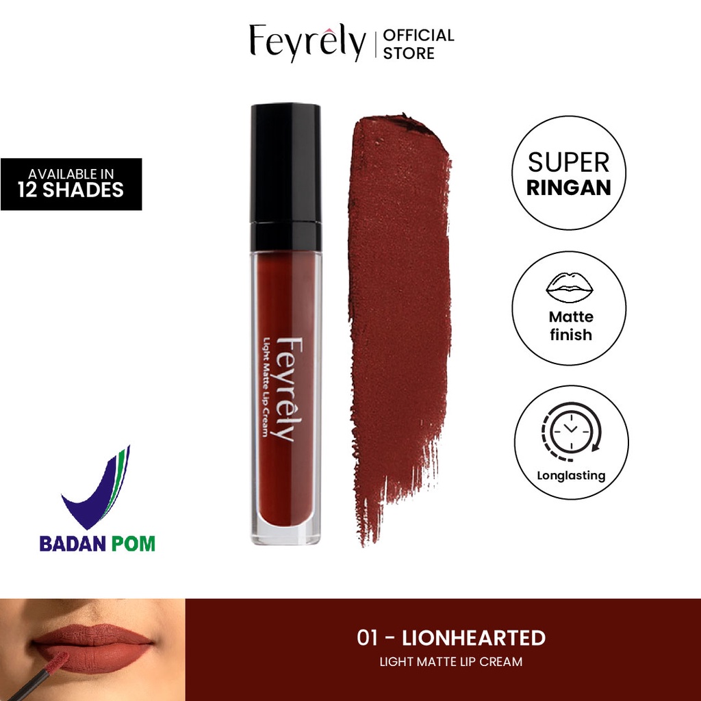 Jual FEYRELY Light Matte Lip Cream 01 Lionhearted Maroon Shopee