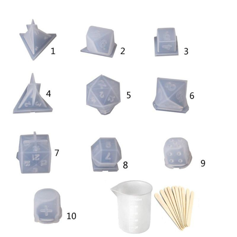 Glitter DIY Crystal Epoxy Mold Dice Fillet Shape Multi-spec Digital Game Silicone Mould