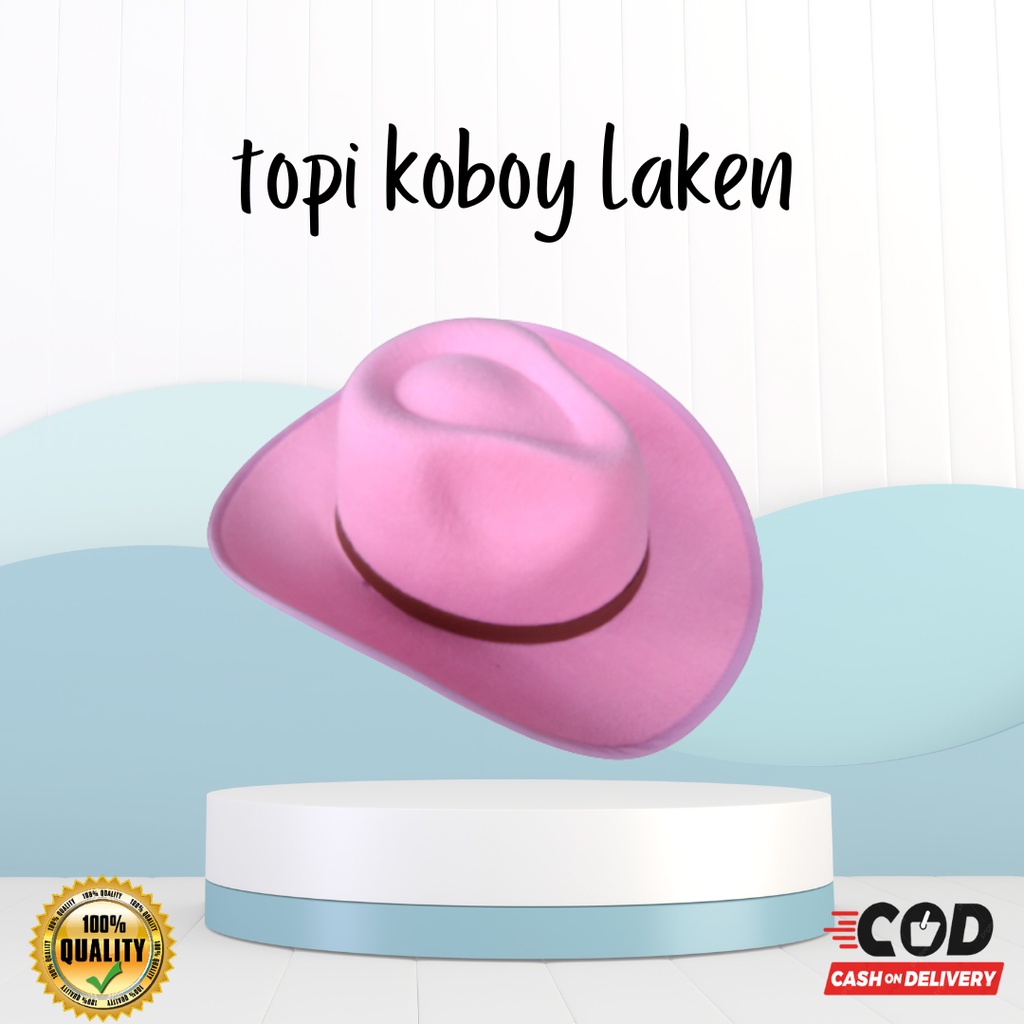 Topi Koboy pria wanita dewasa   aesthetic y2k  Class fedora Cowboy laken Putih Tali Gesper size 58 ~