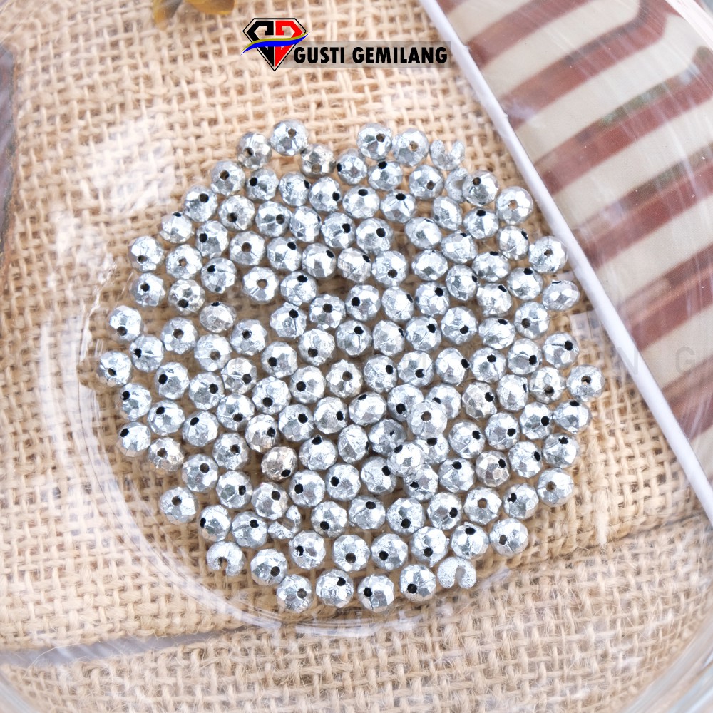 Isi 20 Mote Manik Silver 6mm Aksesoris Wanita
