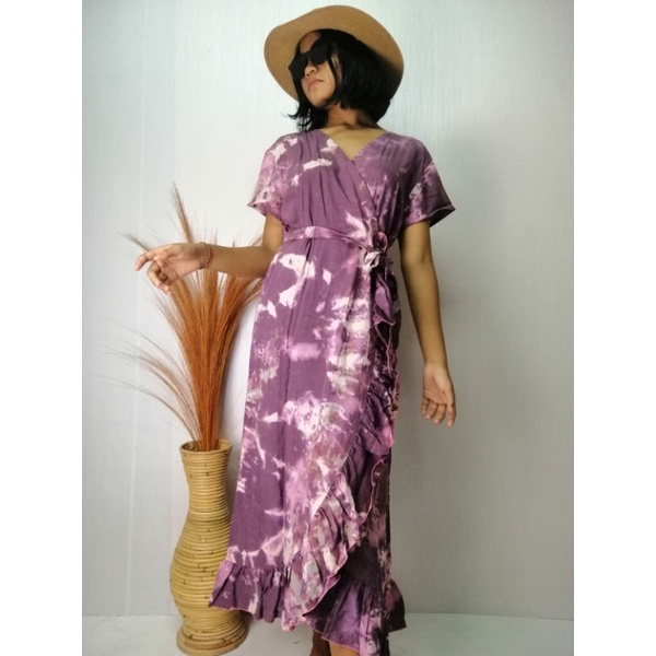 Dress Kimono Ruffle Tie Dye Rayon Premium Bali / Kimono / Dress Kimono / Dress Bali / Tie Dye