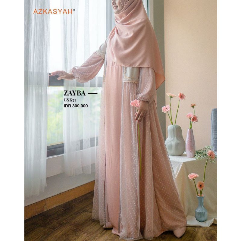 Azkasyah Zayba Baju Gamis Dewasa Peach - Polkadot