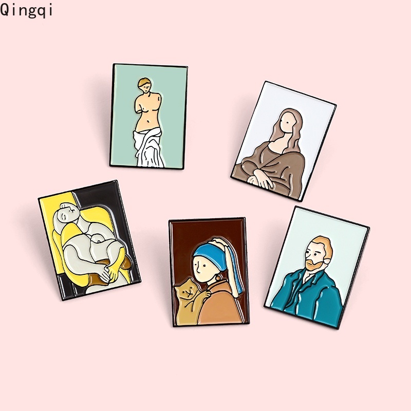 Bros Pin Enamel Desain Kartun Lukisan Minyak Van Gogh Venus Untuk Kerah Kemeja