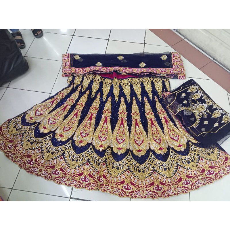 Lehenga Mewah Bordir baju India adat MUA BRIDAL