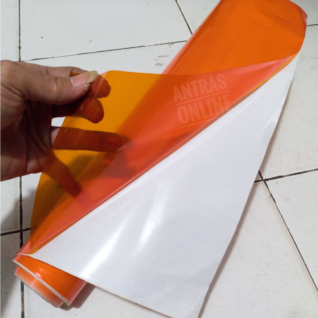stiker skotlet transparan orange oren glossy mengkilap - sticker scotlite motor mobil aquarium
