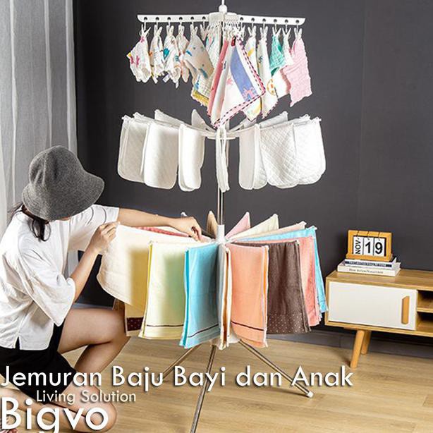 Jemuran baju bayi gantungan berdiri 3 susun baju bayi gantungan baju 3 susun menara jemuran handuk gantungan serbaguna gantungan jemuran bayi